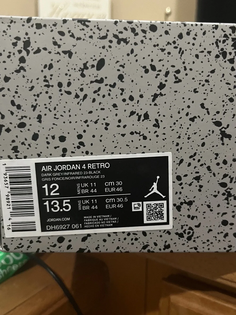 Jordan Retro 4 Sneakers in Grey, Black & Red Accent
